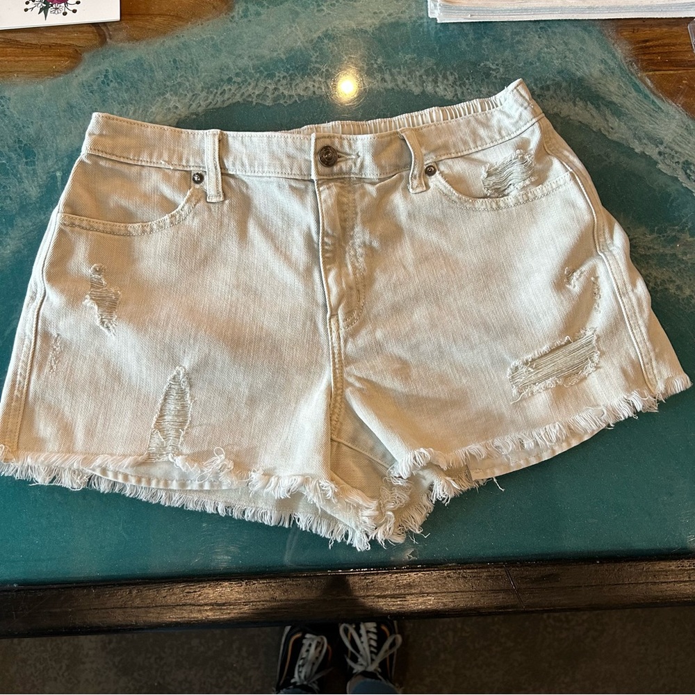 Aerie Daydream Denim Elastic Waistband Short Shorts